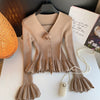 V-neck Flared Sleeve Ruffled Knitwear