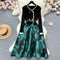 Courtly Floral Patchwork Black Dress