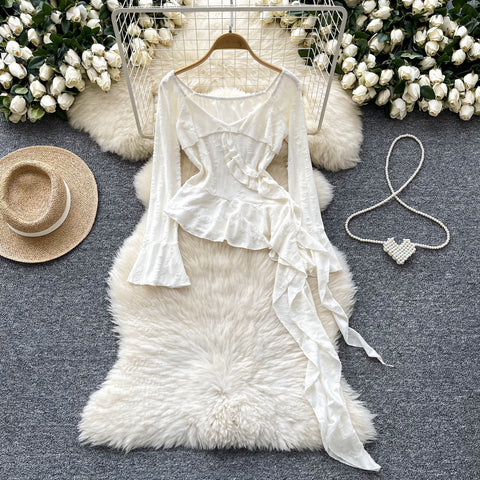 Irregular Design Ruffled Ripped Top