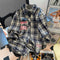 Vintage Embroidered Loose Plaid Shirt