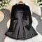 Black Shawl&Pleated Slip Dress 2Pcs