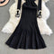 Niche Doll Collar Knitted Black Dress