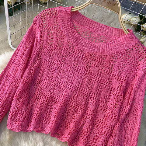 Crew Neck Top&Shorts Knitted 2Pcs