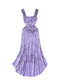 Elegant Ruffled Purple Floral Slip Dress