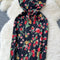 Crew Neck Floral Black Dress