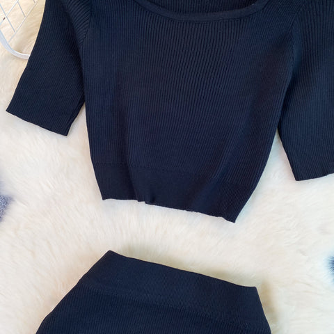 High-end Sweater&Split Skirt 2Pcs