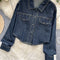 Denim Shirt with Knitted Shawl