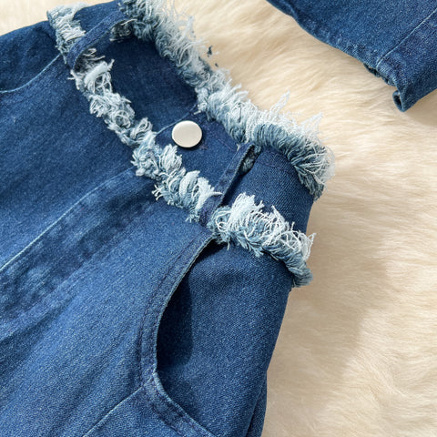 Tank Top & Fringed Skirt Denim 2Pcs