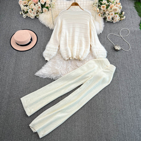 Sweater&Trousers White Sportswear 2Pcs
