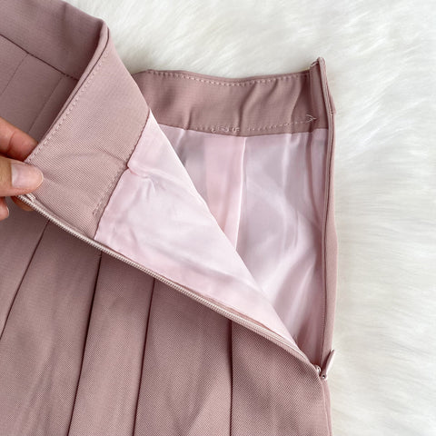 V-neck Blazer&Pleated Skirt 2Pcs