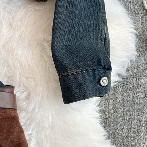 Chic Jacket&Skirt Denim 2Pcs Set