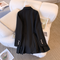 High-end Suit Collar Pleated Black Dress