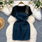 Embroidered Denim Dress&Shirt 2Pcs