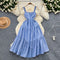 Mori Blue&White Striped Slip Dress