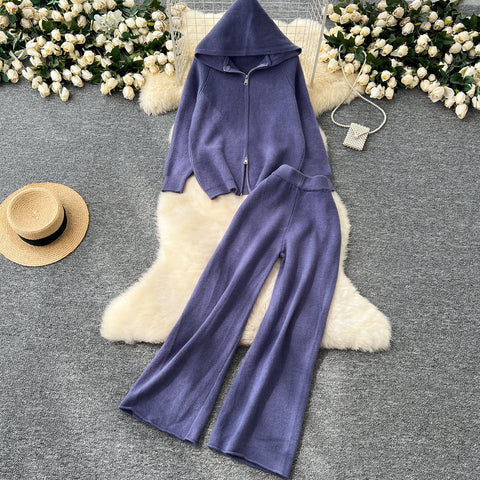 Knitted Hoodie&Trousers Casual 2Pcs