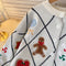 Cartoon Embroidered Loose-fit Cardigan