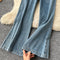 Niche Hollowed Wide-leg Denim Jumpsuits