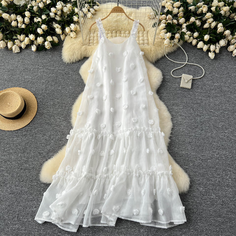 3d Floral Loose-fit Slip Dress