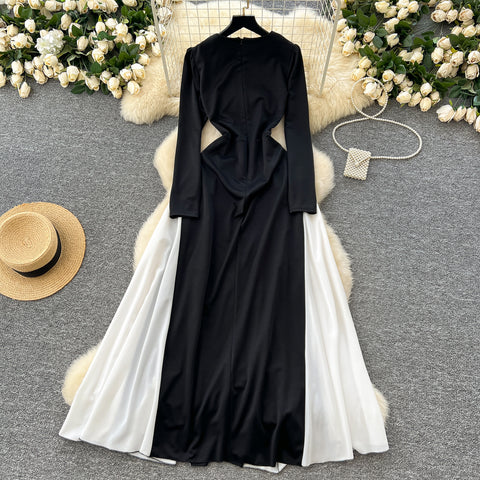 Black&White Patchwork Elegant Dress