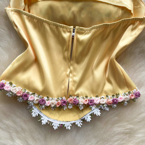 Fancy 3d Flower Satin Top