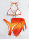 Three-piece Fade Color Swimsuit Split Bikini