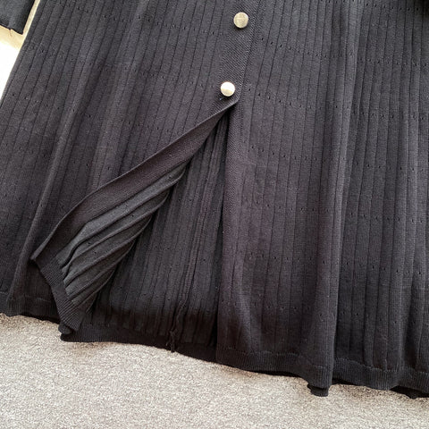 Doll Collar Black Knitted Shirt Dress