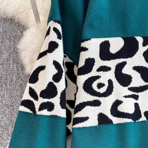 Jacquard Sweater&Trousers Knitted 2Pcs