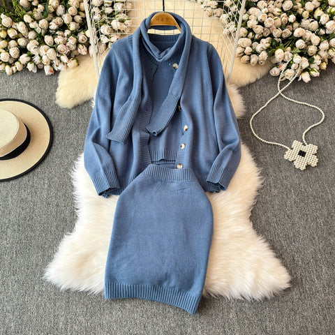 Cardigan&Sweater&Skirt&Scarf Thermal 4Pcs