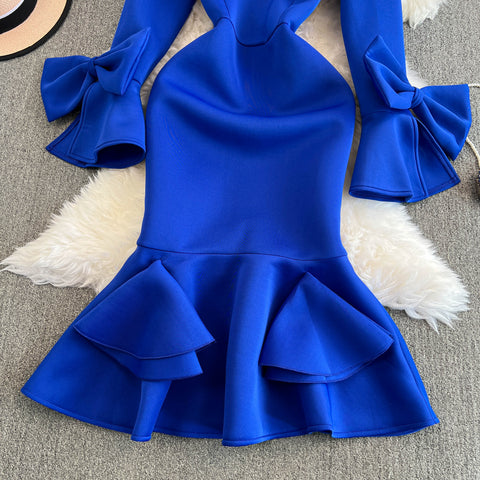 Premium Ruffled Sleeve Fishtail Dress