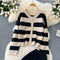 Striped Cardigan&Trousers Knitted 2Pcs