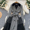 Houndstooth Mesh Patchwork Coat Dress