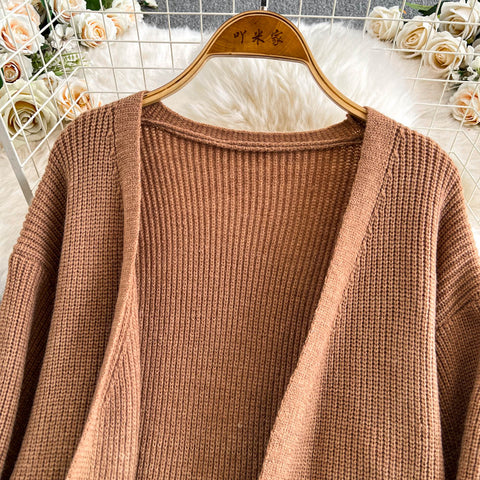 Cardigan&Tank Top&Skirt Knitted 3Pcs