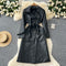 Vintage Lace-up PU Trench Coat