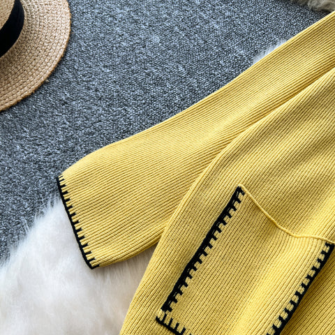 Round-collar Sweater&Trousers 2Pcs