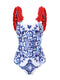 Customized  One-piece Petals Backless  Swimsuit