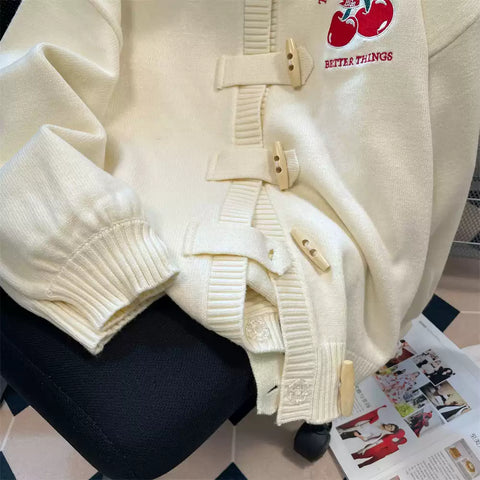 Mori Horn Button Hooded Cardigan