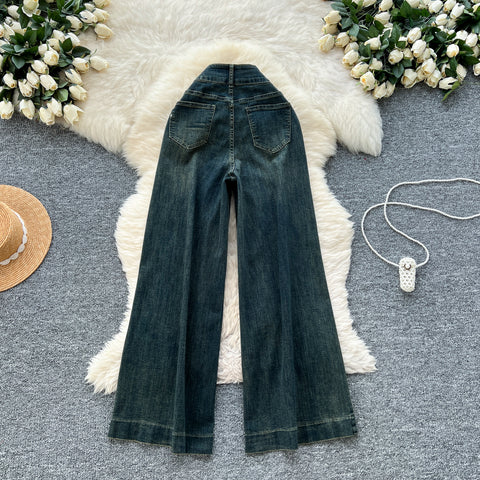 Korean Style High-waist Denim Trousers