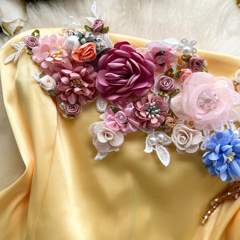 Fancy 3d Flower Satin Top