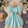 Sweetie Pleated Solid Puffy Dress