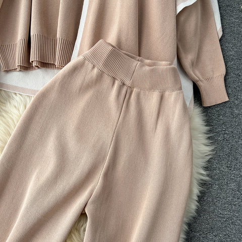 Shawl&Sweater&Trousers Casual 3Pcs