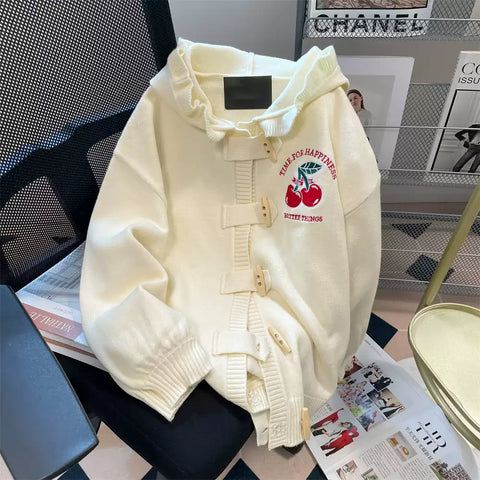 Mori Horn Button Hooded Cardigan