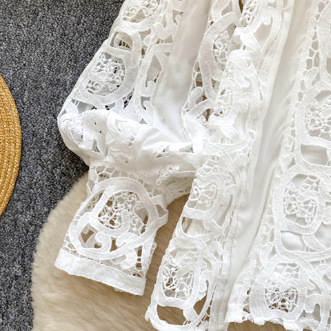 Crochet Shirt & Vest & Shorts 3Pcs