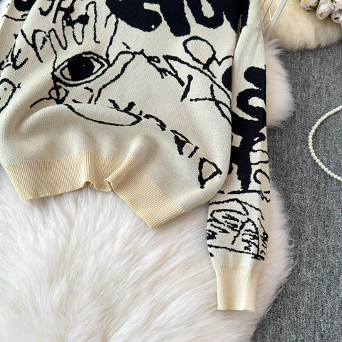 Printed Sweatshirt&Skirt Thermal 2Pcs