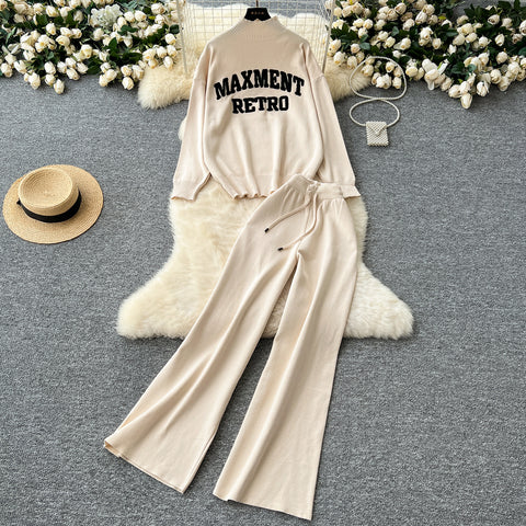 Monogrammed Sweater&Trousers Casual 2Pcs