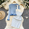 Ruffled Cardigan&Striped Slip Dress 2Pcs