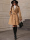 Lace-up Lapeled Tweed Trench Coat