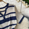 V-neck Striped Patchwork Knitted Dress