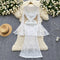 High-end Flared Sleeveless Lace Dress