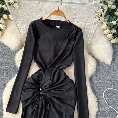 French Style Knotted Buckle Party Dress