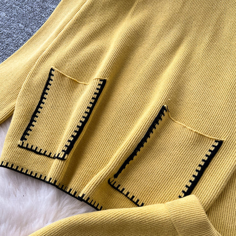 Round-collar Sweater&Trousers 2Pcs